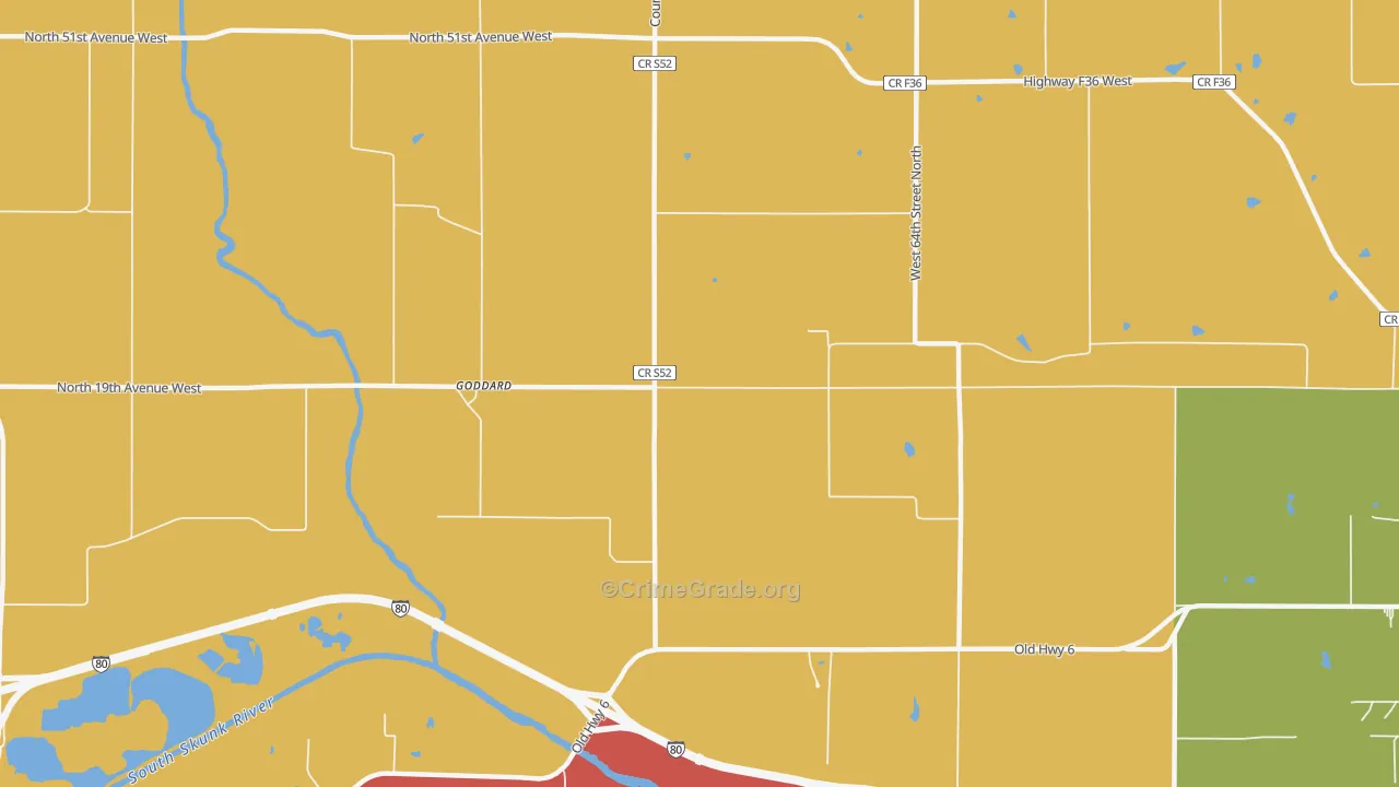 Goddard, IA Map of Theft Rates