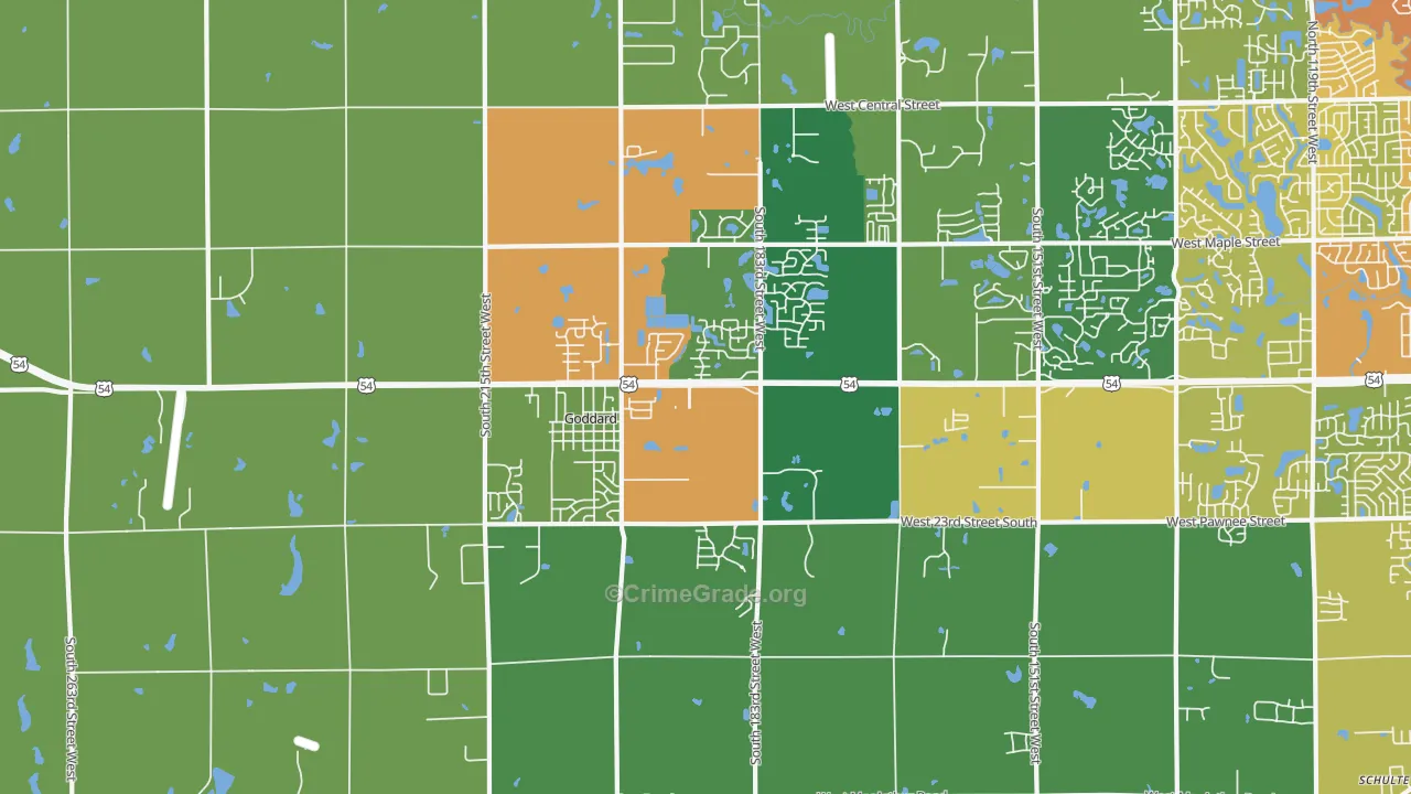 Goddard, KS Map of Theft Rates