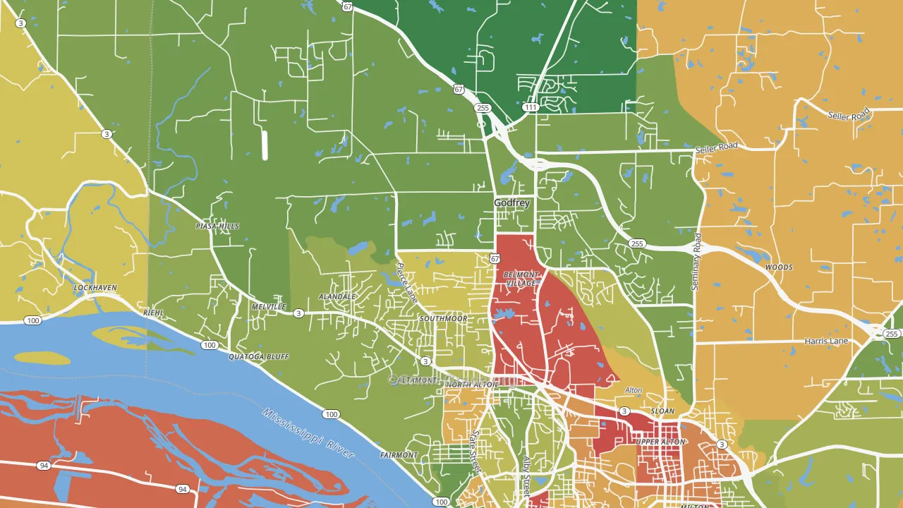 Godfrey, IL Map of Theft Rates