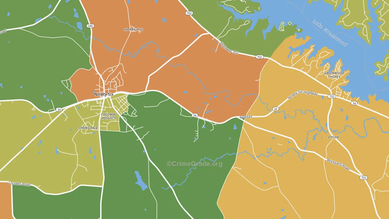 Godsey, SC Map of Theft Rates