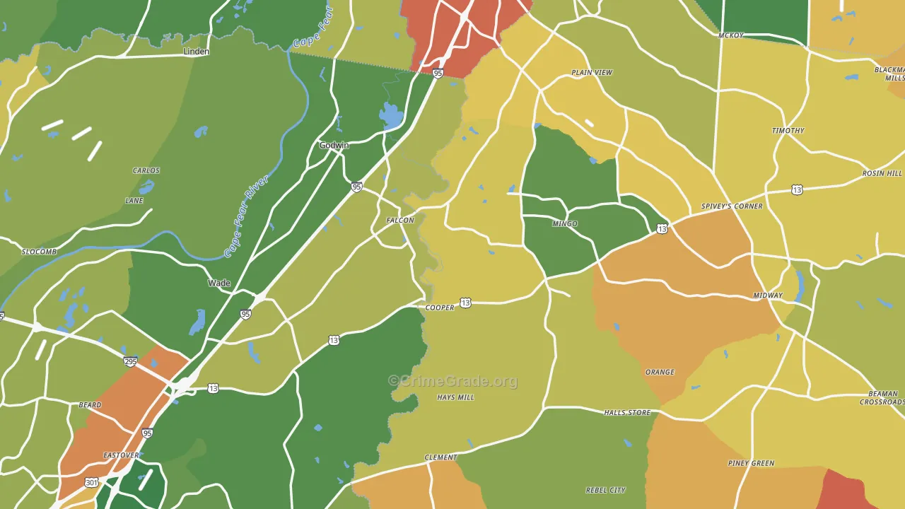Godwin, NC Map of Theft Rates