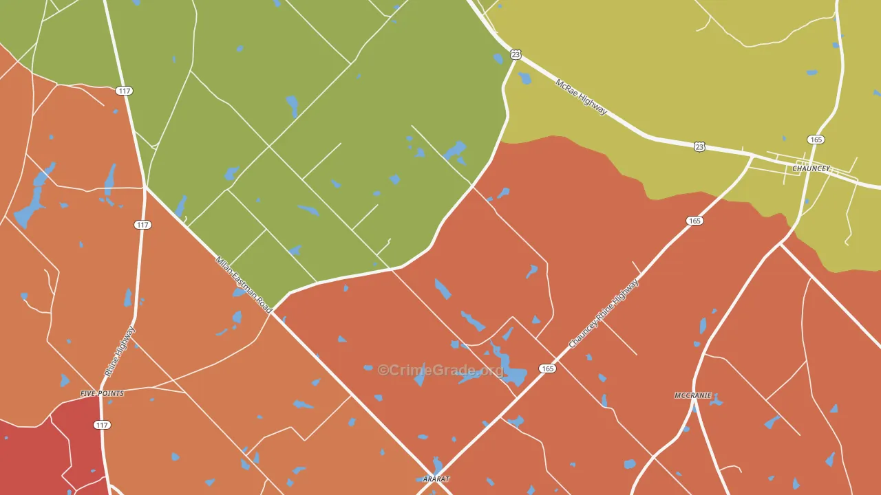Godwinsville, GA Map of Theft Rates
