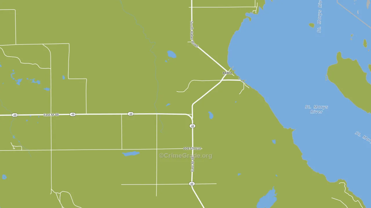 Goetzville, MI Map of Theft Rates