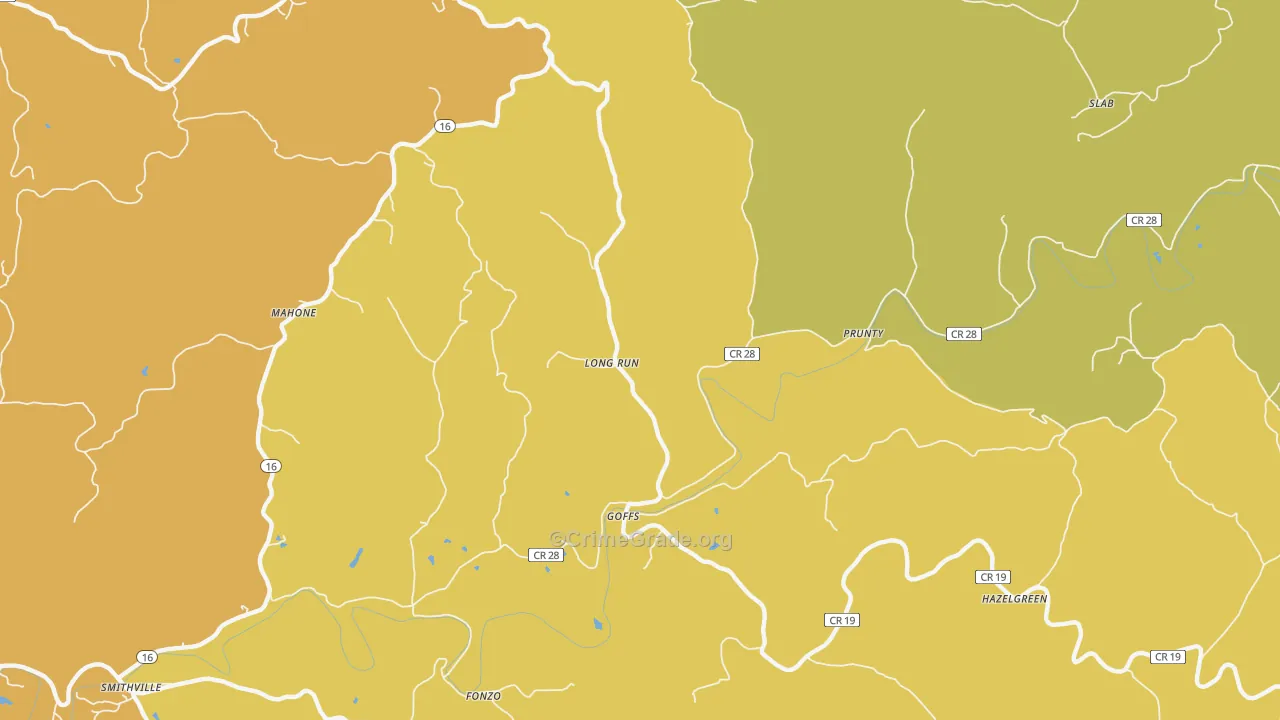 Goffs, WV Map of Theft Rates