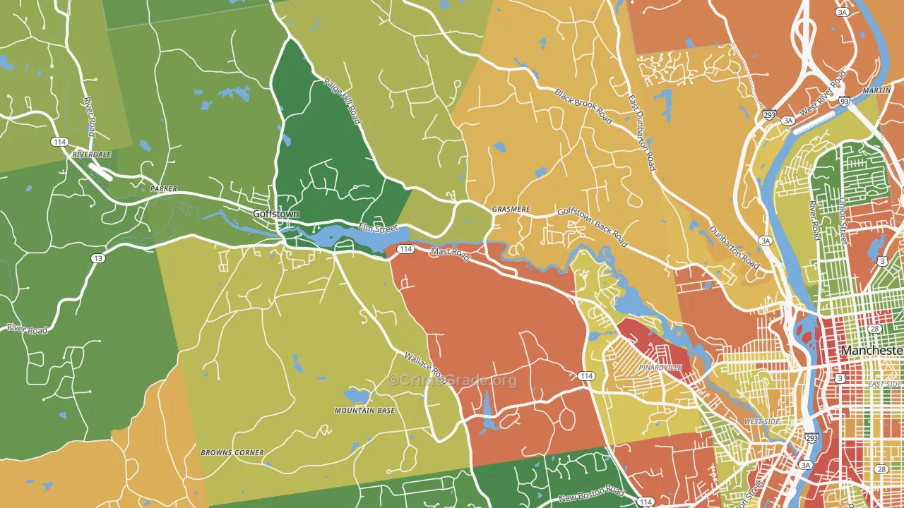 Goffstown, NH Map of Theft Rates