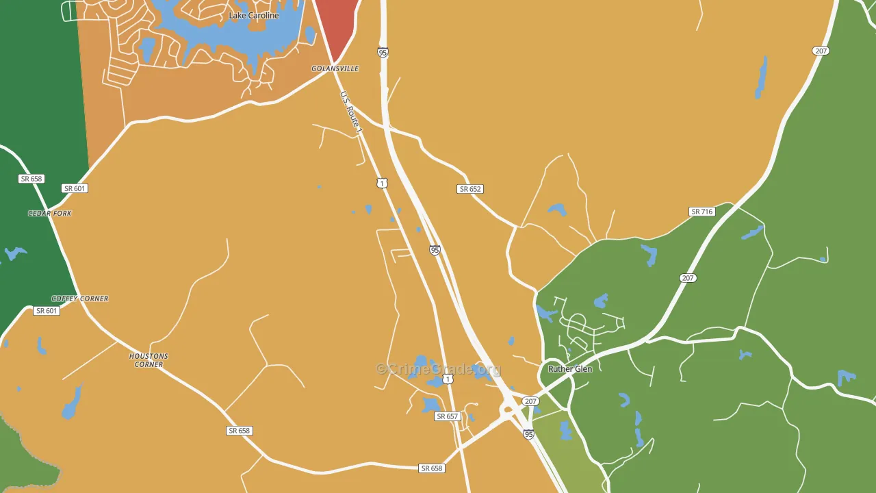 Golansville, VA Map of Theft Rates