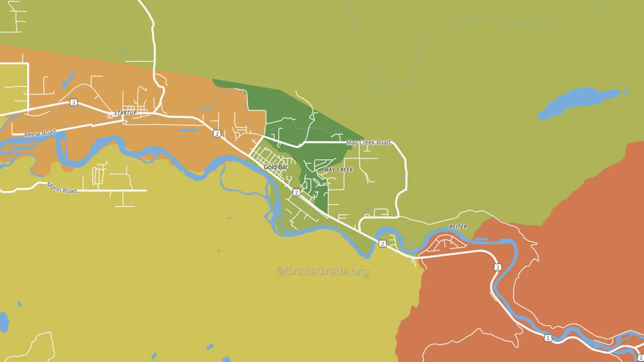 Gold Bar, WA Map of Theft Rates