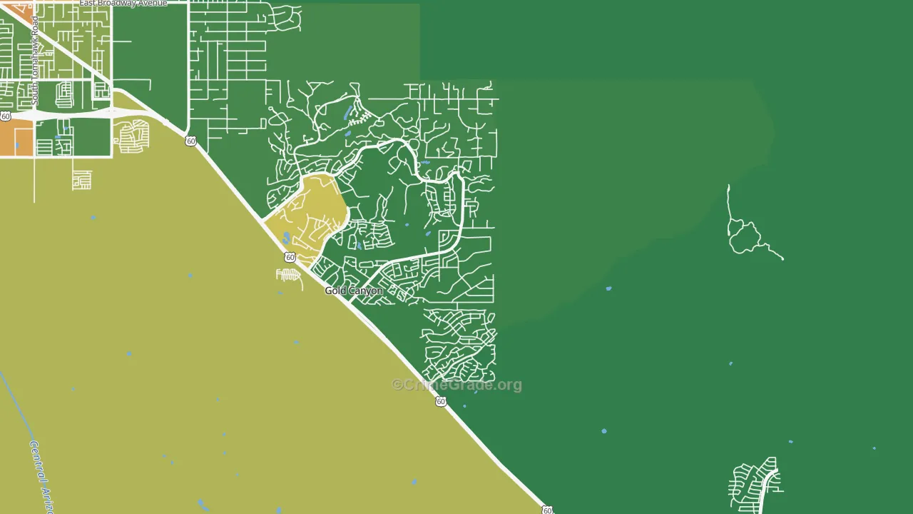Gold Canyon, AZ Map of Theft Rates