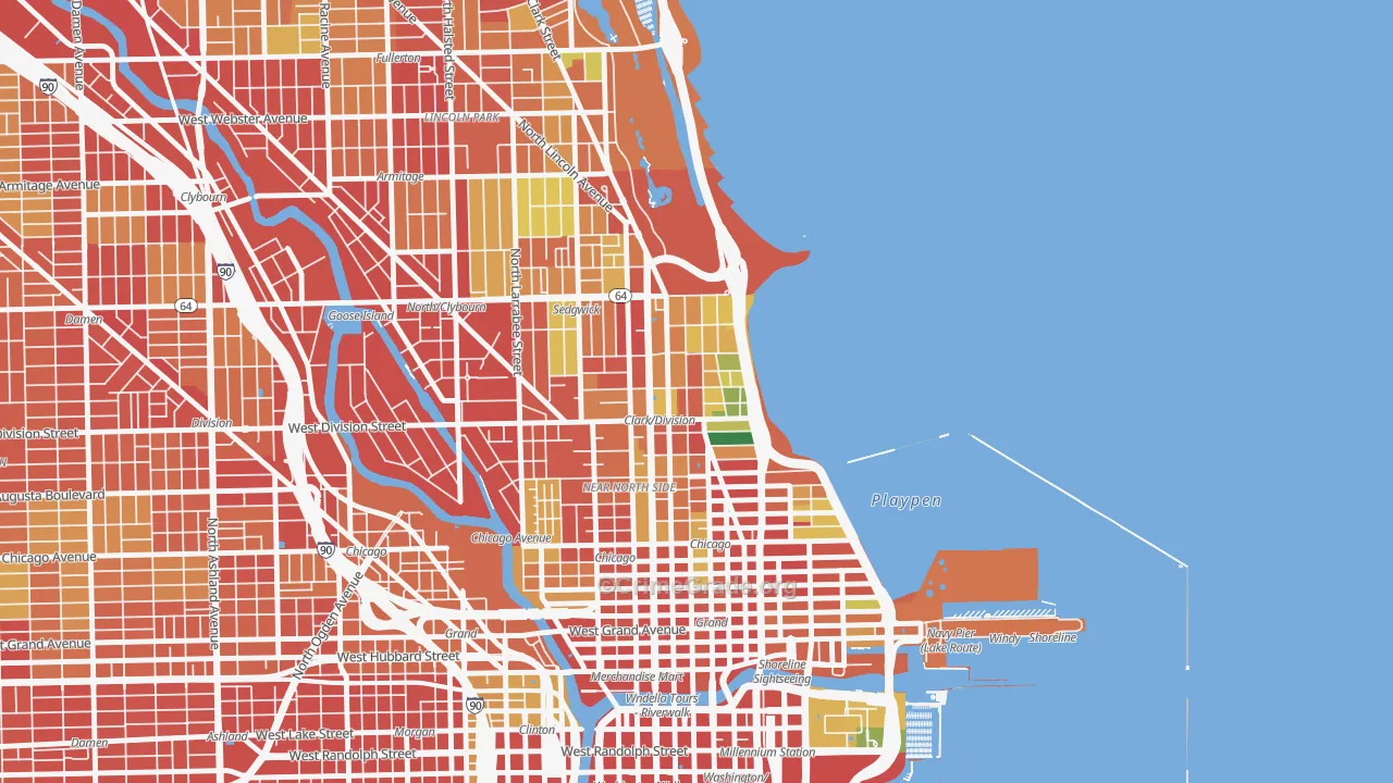 Gold Coast, Chicago, IL Map of Theft Rates