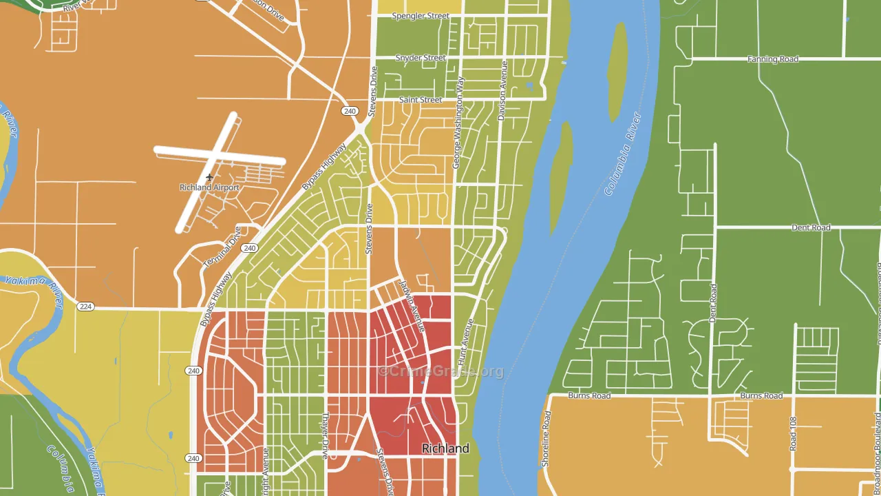 Gold Coast, Richland, WA Map of Theft Rates