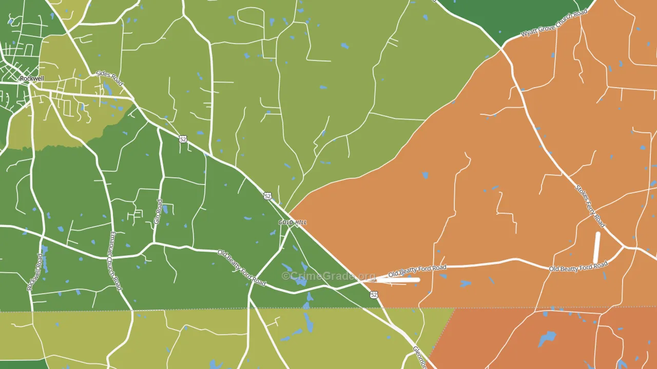 Gold Hill, NC Map of Theft Rates