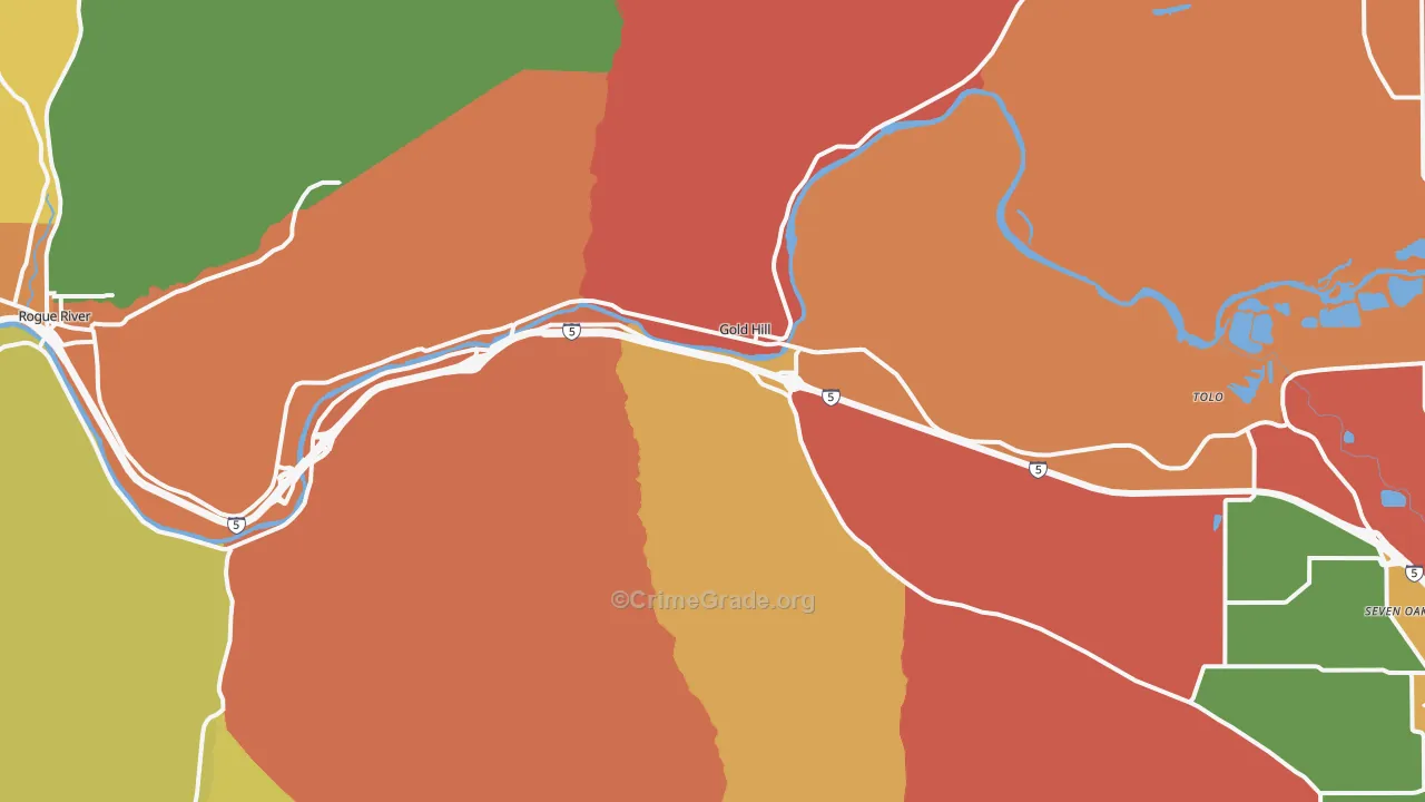 Gold Hill, OR Map of Theft Rates