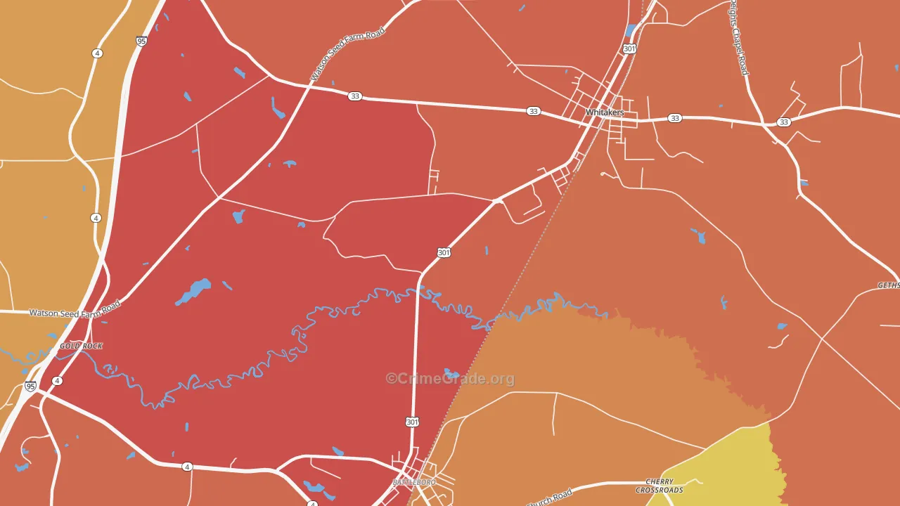 Gold Rock, NC Map of Theft Rates