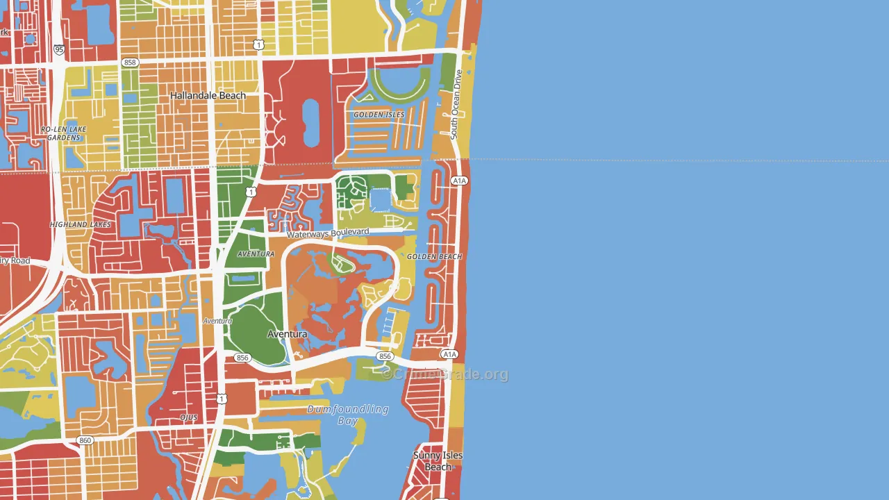 Golden Beach, FL Map of Theft Rates