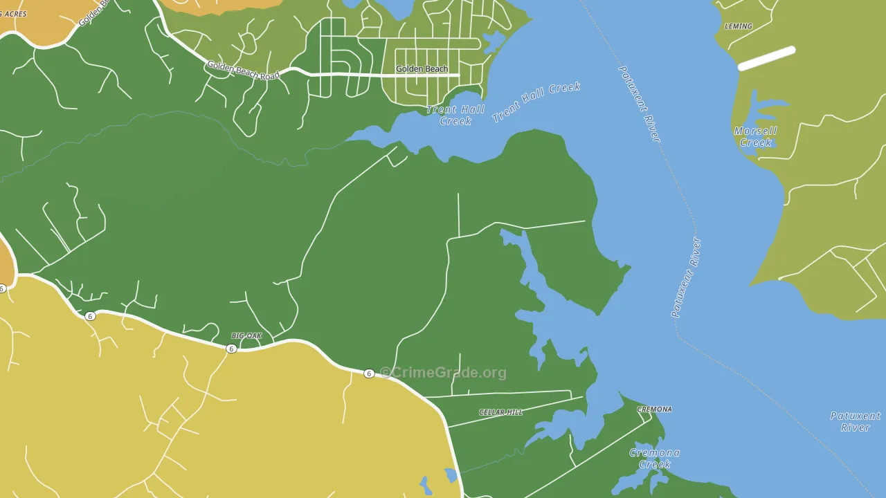 Golden Beach, MD Map of Theft Rates