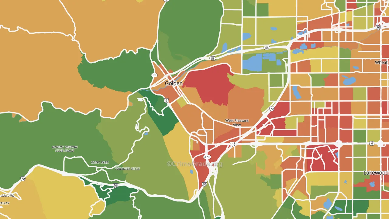 Golden, CO Map of Theft Rates