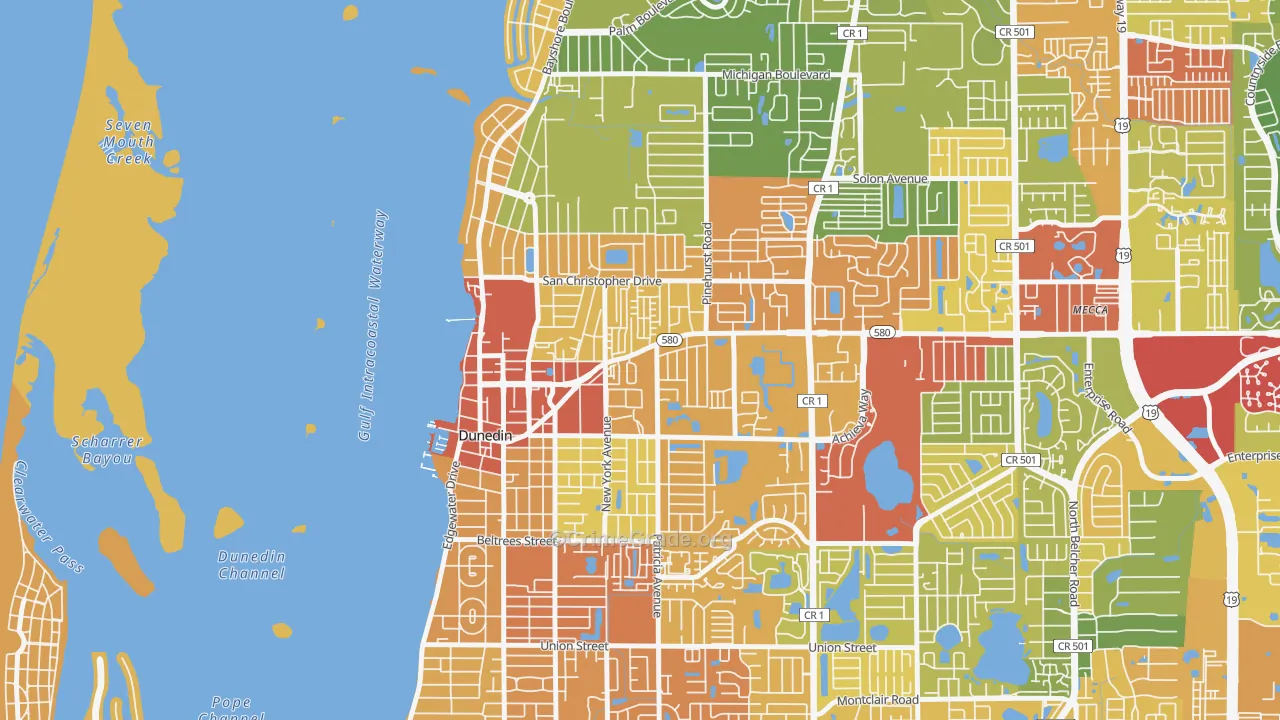 Golden Crest, Dunedin, FL Map of Theft Rates