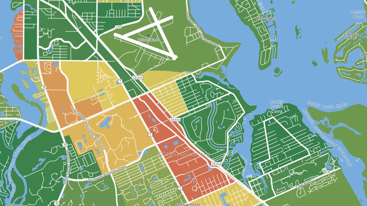 Golden Gate, Stuart, FL Map of Theft Rates