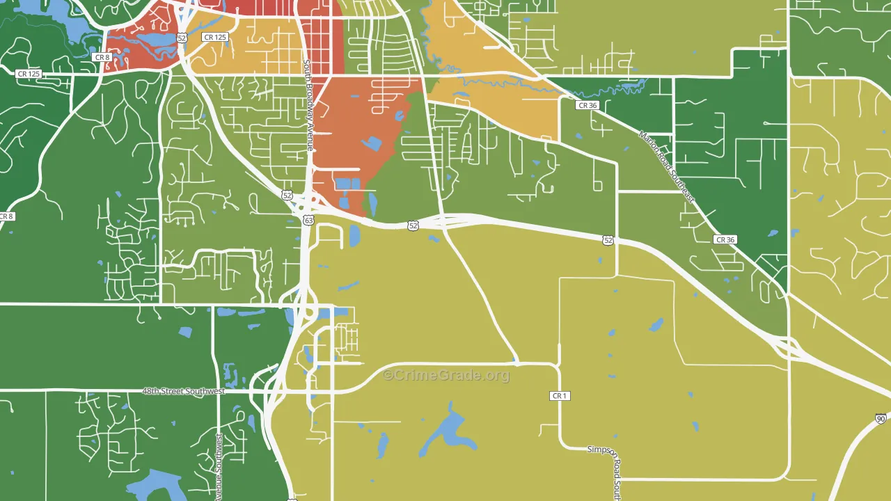 Golden Hill, MN Map of Theft Rates