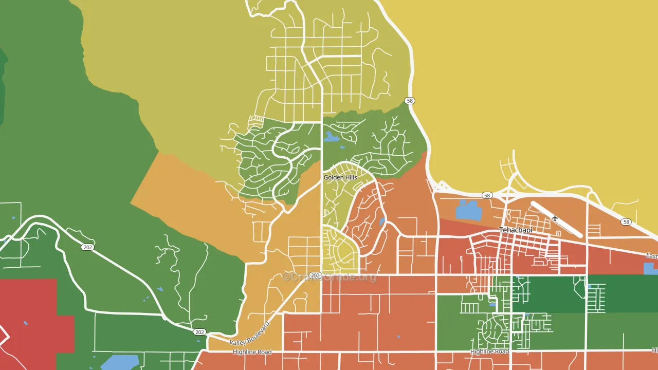 Golden Hills, CA Map of Theft Rates