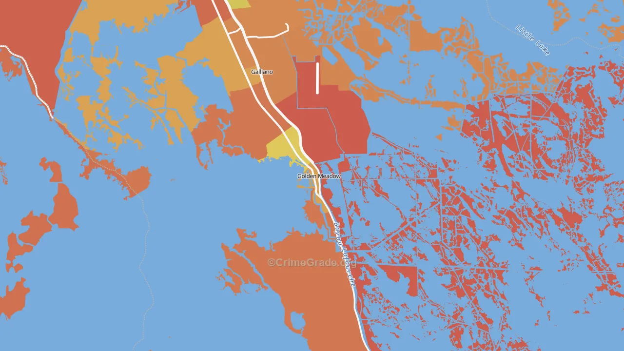 Golden Meadow, LA Map of Theft Rates