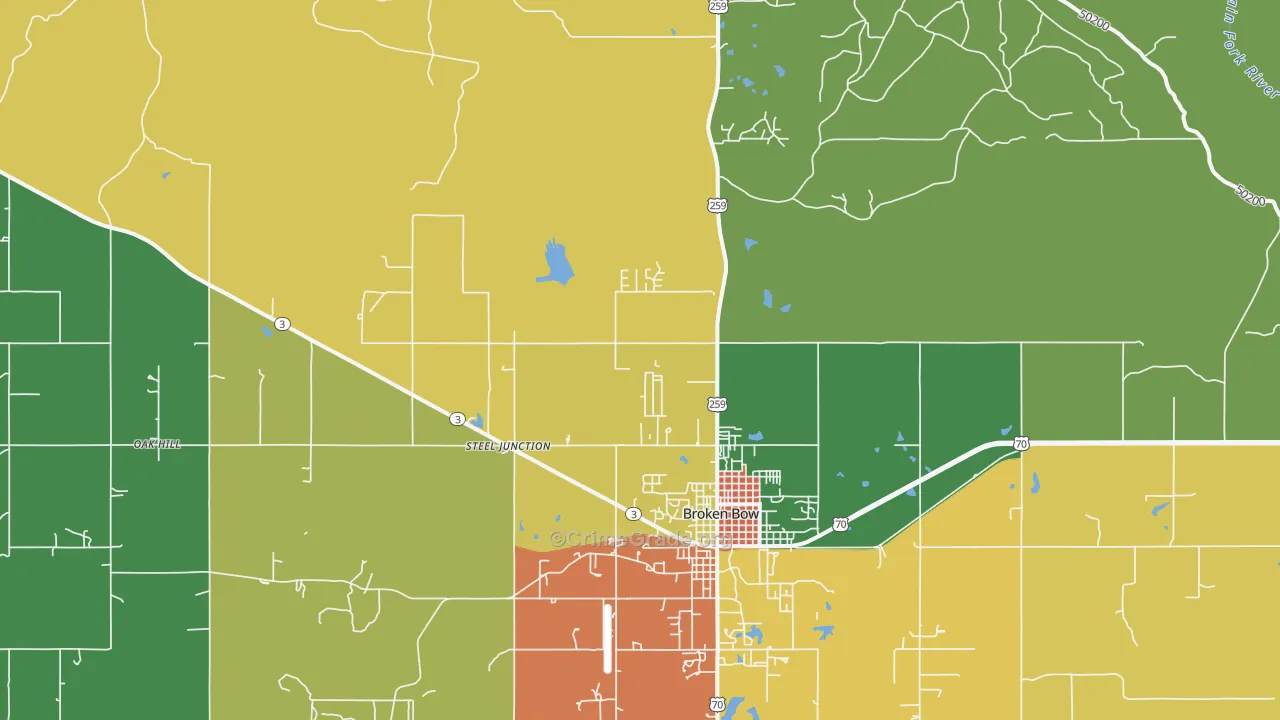 Golden, OK Map of Theft Rates