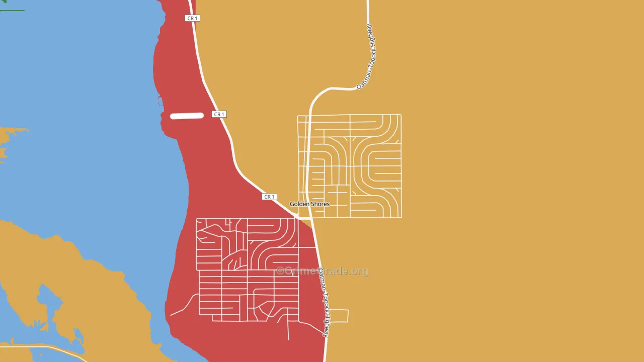 Golden Shores, AZ Map of Theft Rates