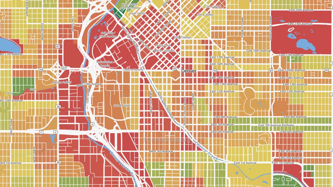 Golden Triangle, Denver, CO Map of Theft Rates