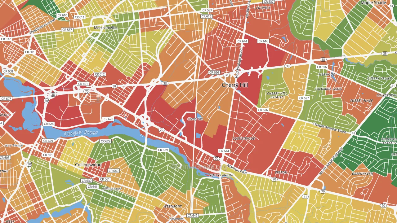 Golden Triangle, NJ Map of Theft Rates