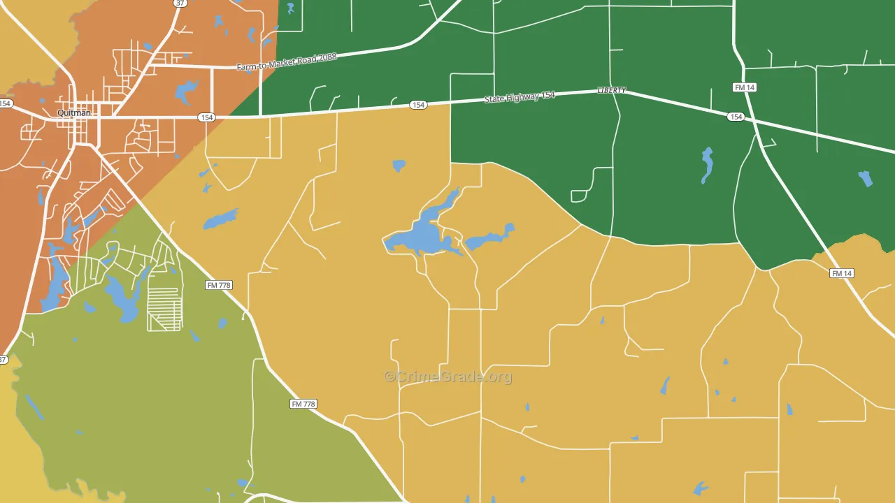 Golden, TX Map of Theft Rates