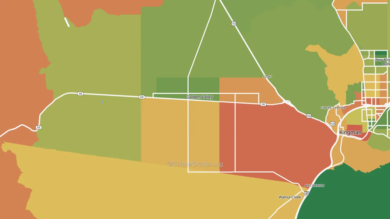 Golden Valley, AZ Map of Theft Rates