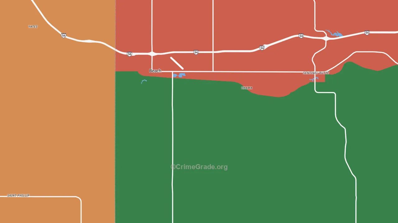 Golden Valley County, ND Map of Theft Rates