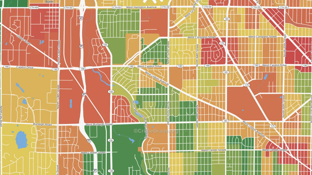 Golden Valley, Milwaukee, WI Map of Theft Rates