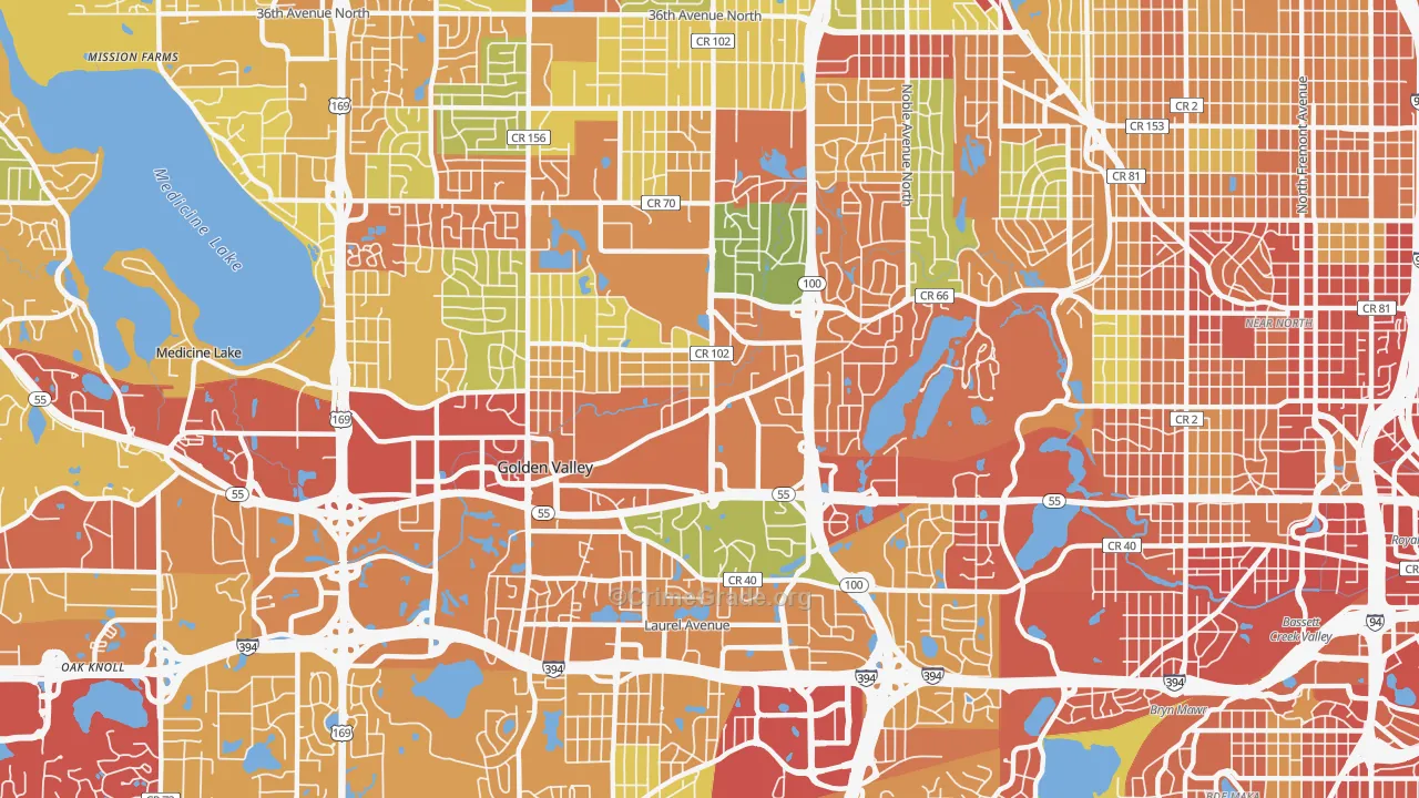 Golden Valley, MN Map of Theft Rates