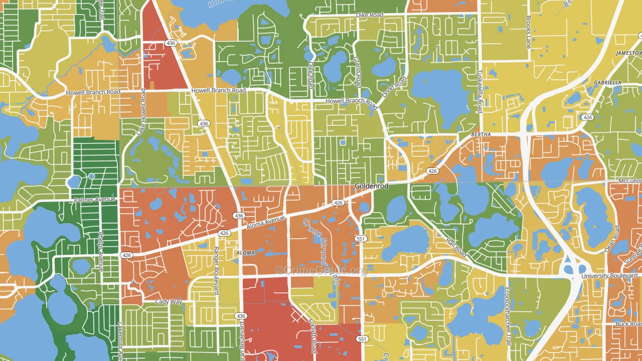 Goldenrod, FL Map of Theft Rates