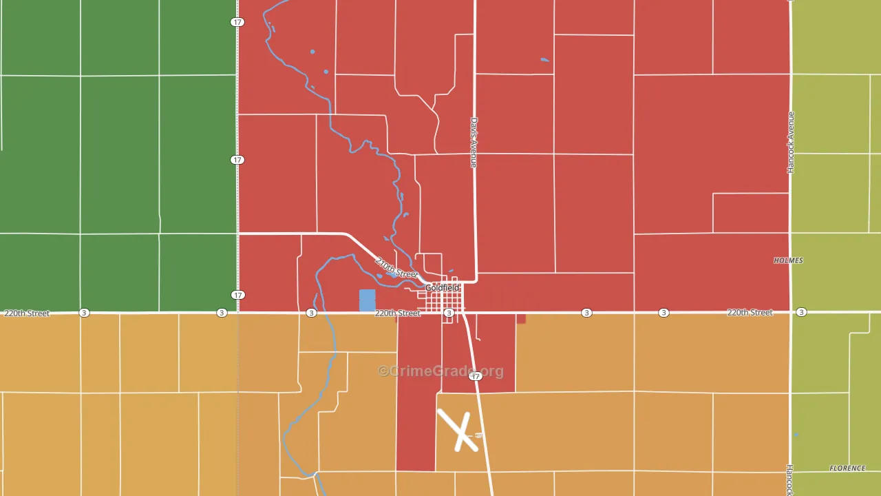 Goldfield, IA Map of Theft Rates