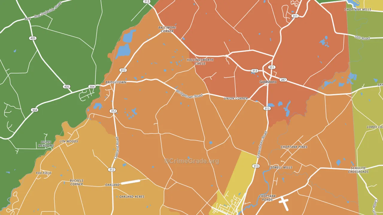 Goldsboro, MD Map of Theft Rates