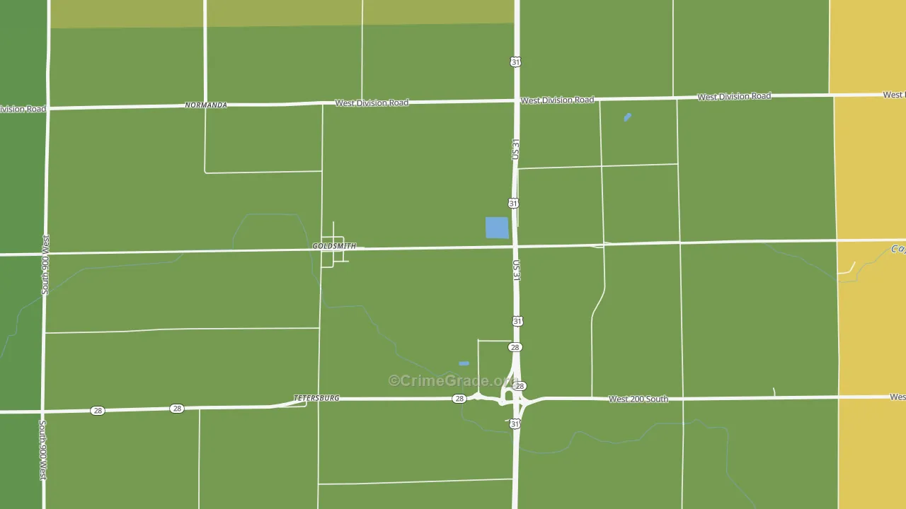 Goldsmith, IN Map of Theft Rates