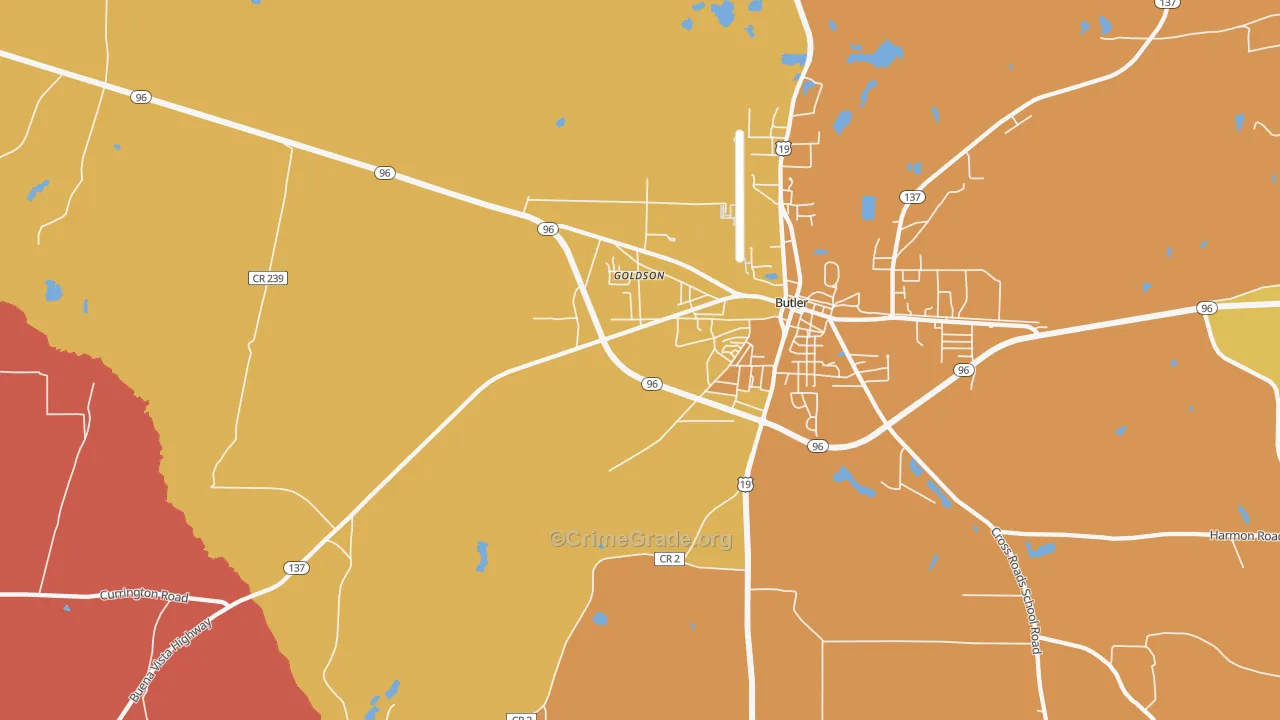 Goldson, GA Map of Theft Rates