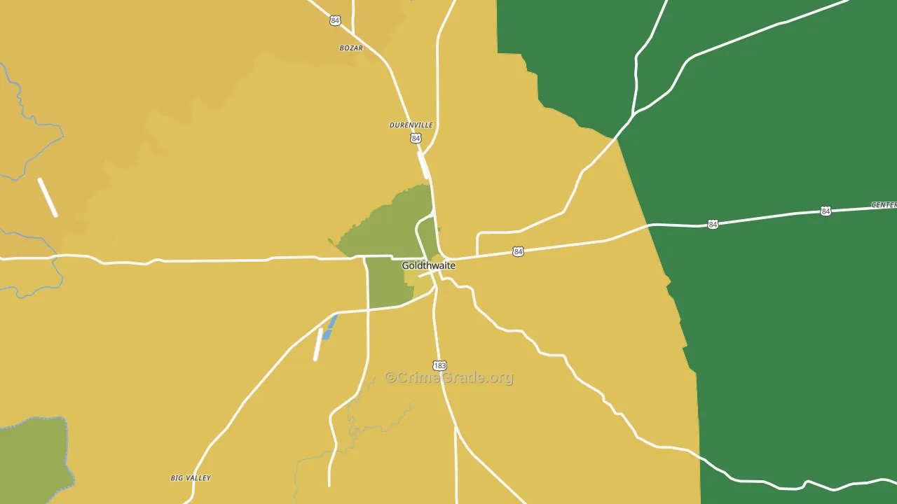 Goldthwaite, TX Map of Theft Rates