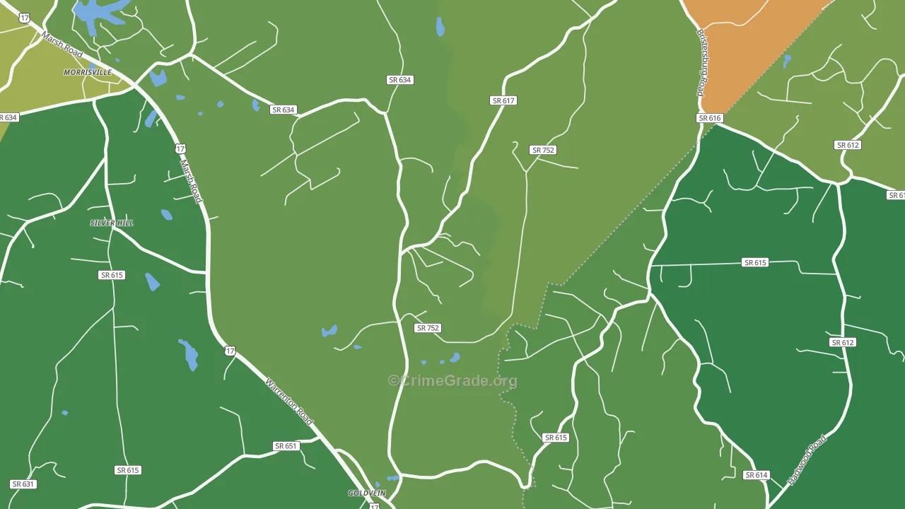 Goldvein, VA Map of Theft Rates