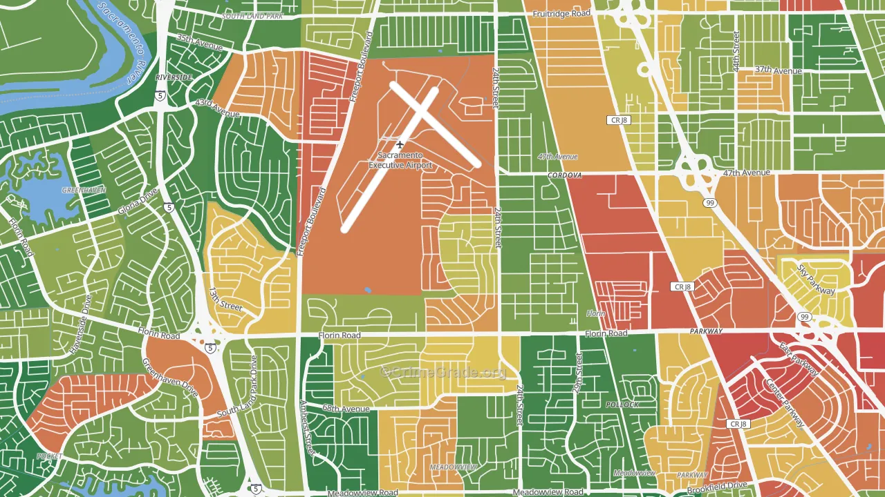 Golf Course Terrace, Sacramento, CA Map of Theft Rates