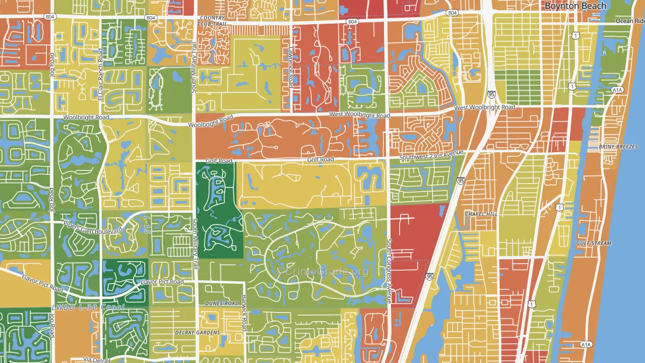 Golf, FL Map of Theft Rates
