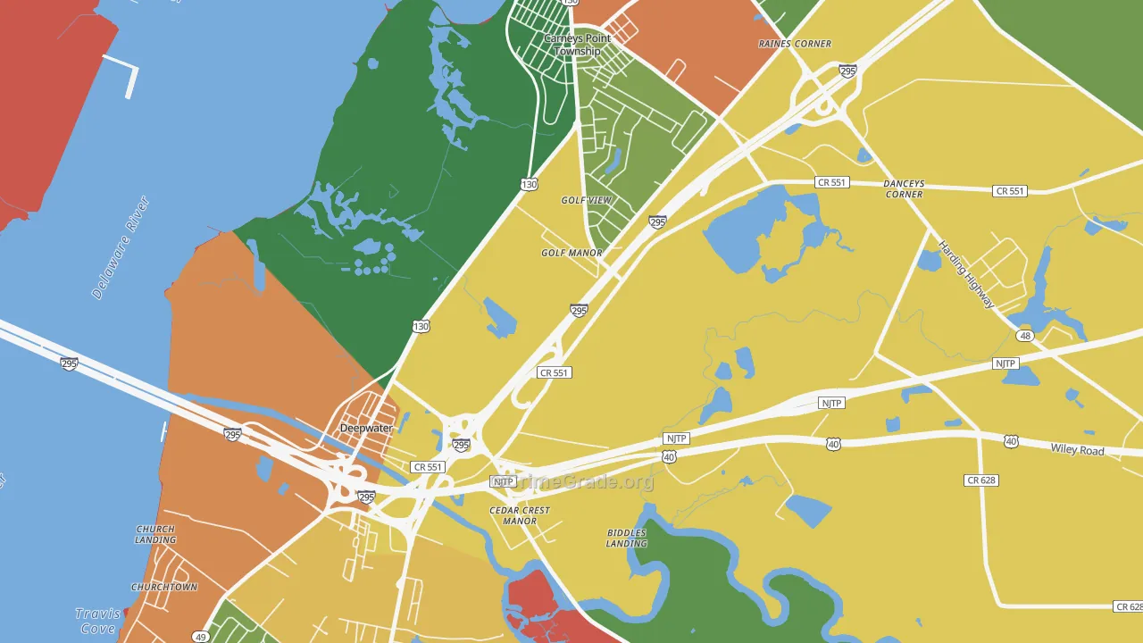 Golf Manor, NJ Map of Theft Rates