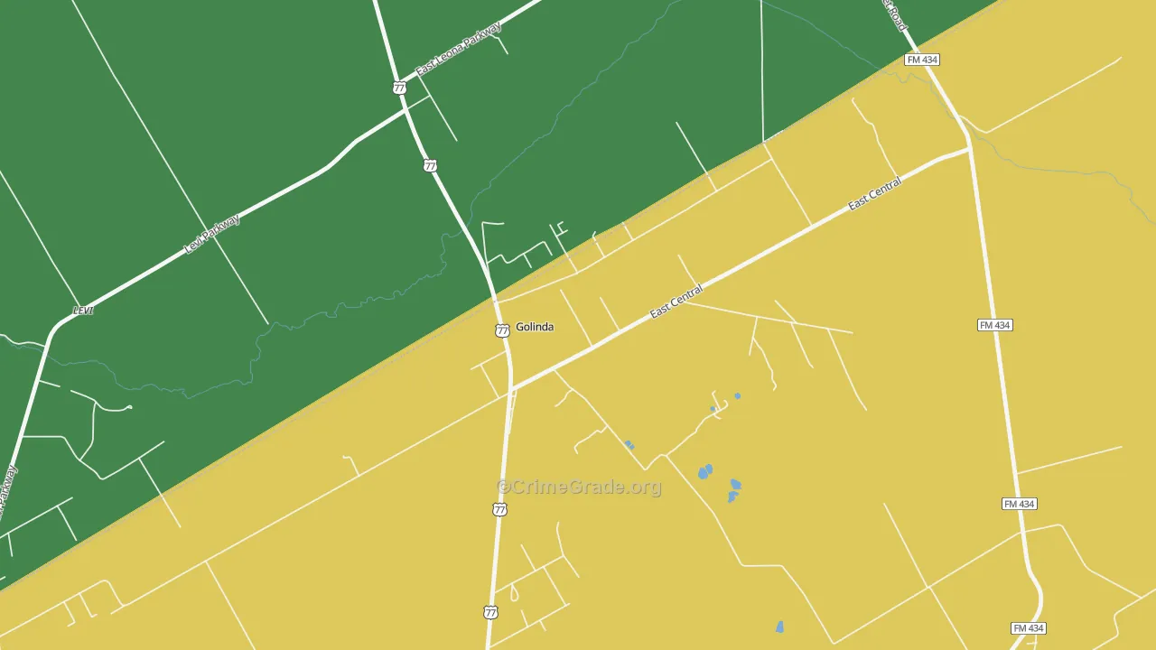 Golinda, TX Map of Theft Rates