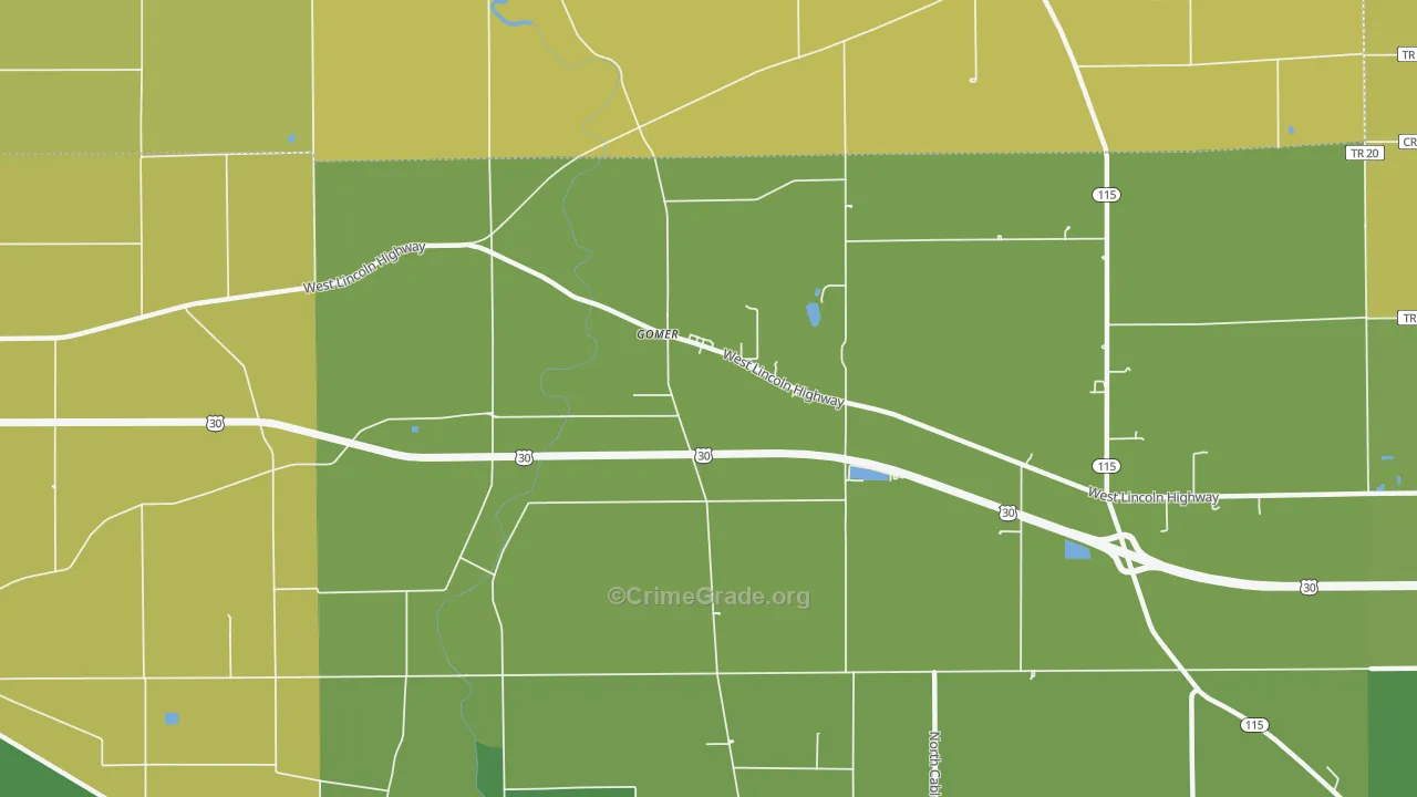 Gomer, OH Map of Theft Rates