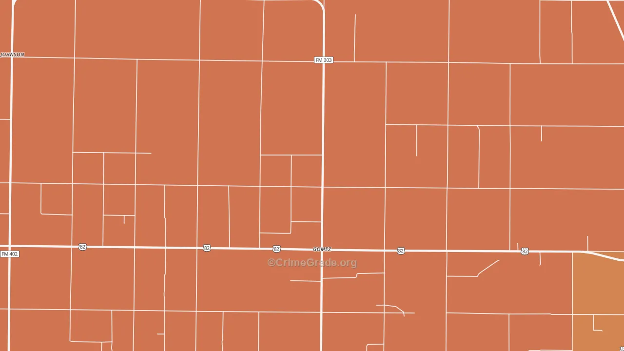 Gomez, TX Map of Theft Rates