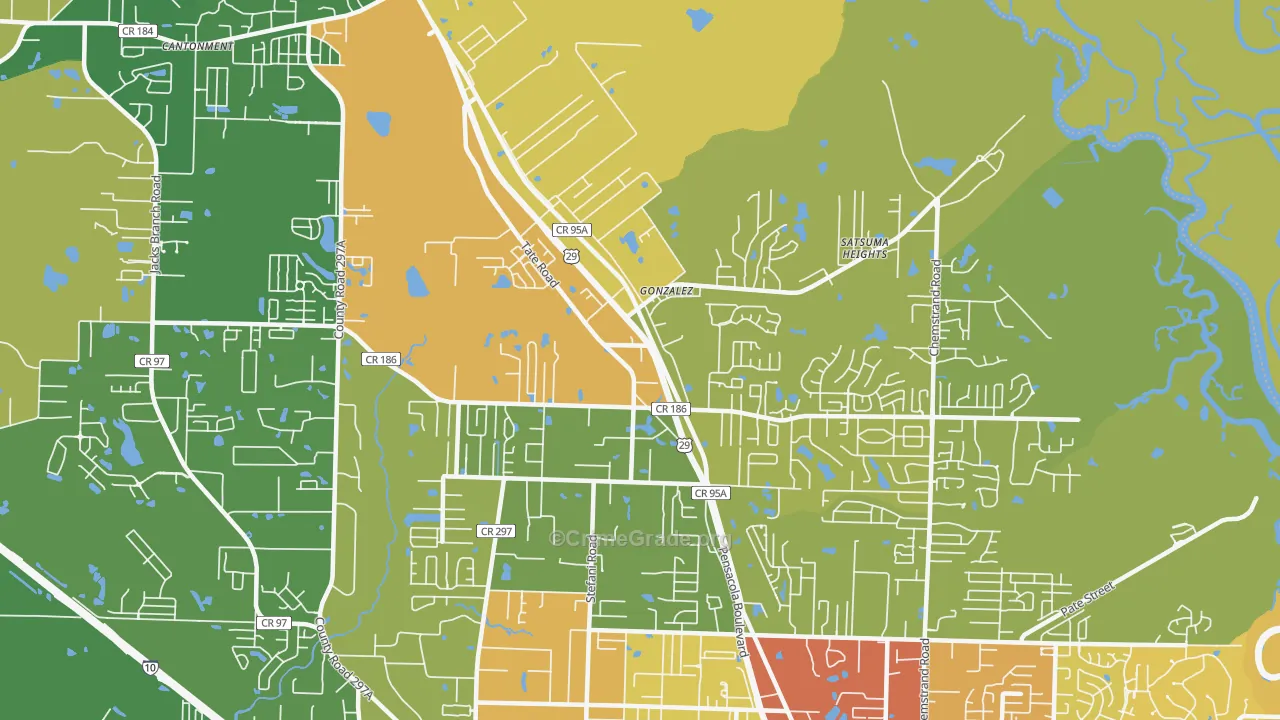 Gonzalez, FL Map of Theft Rates