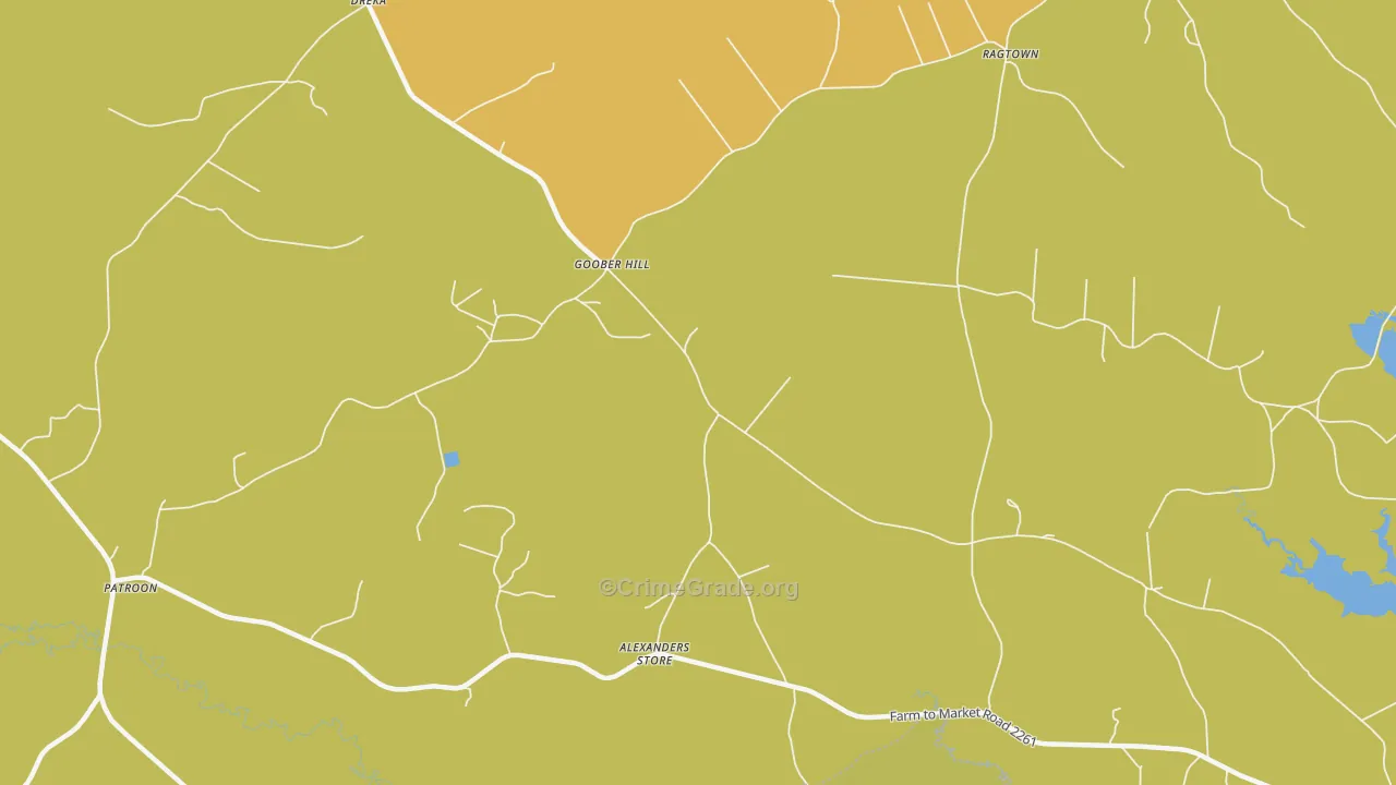 Goober Hill, TX Map of Theft Rates