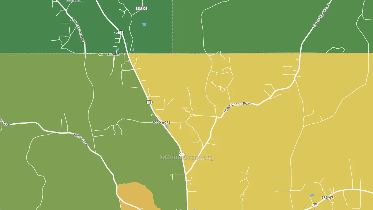 Good Hope, MS Map of Theft Rates